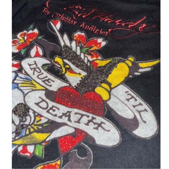 ▶️ Ed Hardy ◀️ 'True 'Til Death'Knit Belted Cardigan Sweater Vest - Picture 13 of 13
